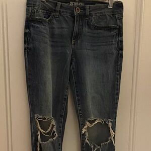 REWASH jeans women’s Sz 27 Classic Rise Vintage Reunion Cropped Blue Distressed